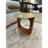Tenco floor sample side table by Porada with Canaletta walnut base and brushed champagne metal top | Casa Design Group