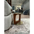 Tenco floor sample side table by Porada with Canaletta walnut base and brushed champagne metal top | Casa Design Group