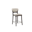 Teresa Bar Stool with curved upholstered backrest, solid wood frame and satin steel footrest by Ceccotti Collezioni | Casa Design Group
