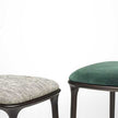 Teresa Bar Stool with curved upholstered backrest, solid wood frame and satin steel footrest by Ceccotti Collezioni | Casa Design Group