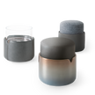 Teti elegant upholstered pouf by Giorgetti with lacquered or leather-wrapped base | Casa Design Group