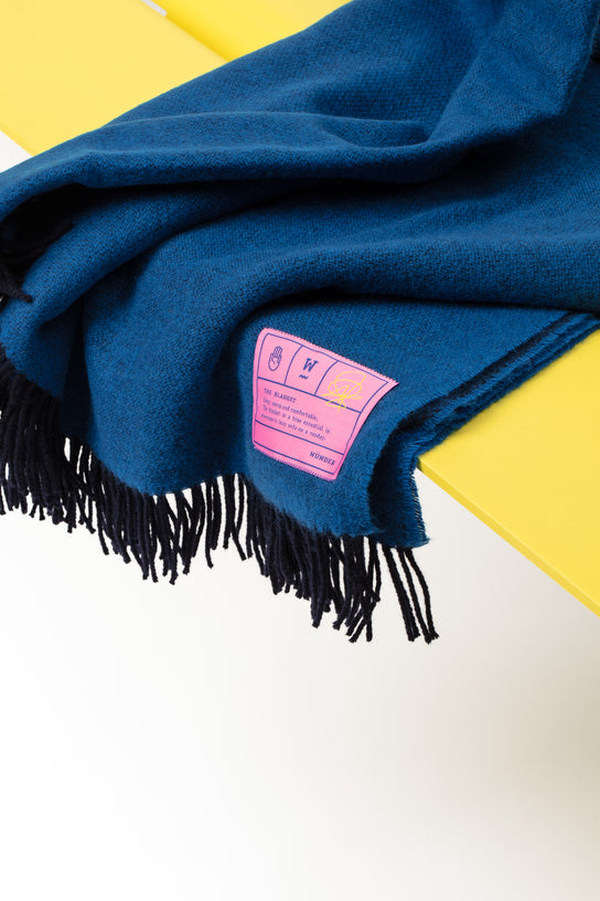 The Blanket Merino Wool Throw in Two-Tone Blue by Wünder | Casa Design Group