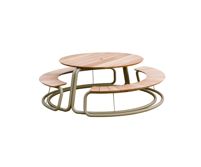 The Circle Round Outdoor Picnic Table with Integrated Benches by Wünder | Casa Design Group