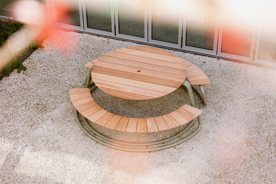 The Circle Round Outdoor Picnic Table with Integrated Benches by Wünder | Casa Design Group