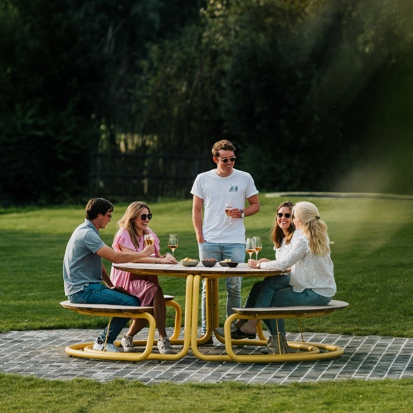 The Circle Round Outdoor Picnic Table with Integrated Benches by Wünder | Casa Design Group