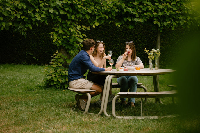The Circle Round Outdoor Picnic Table with Integrated Benches by Wünder | Casa Design Group