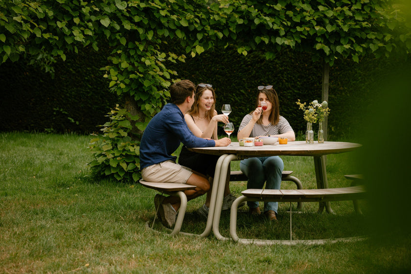 The Circle Round Outdoor Picnic Table with Integrated Benches by Wünder | Casa Design Group