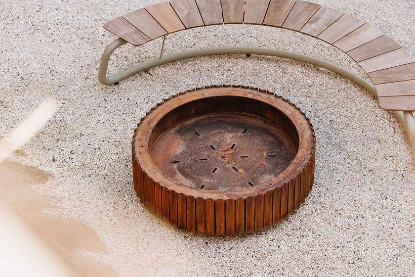 The Ring Outdoor Fire Bowl in Corten Steel by Wünder | Casa Design Group