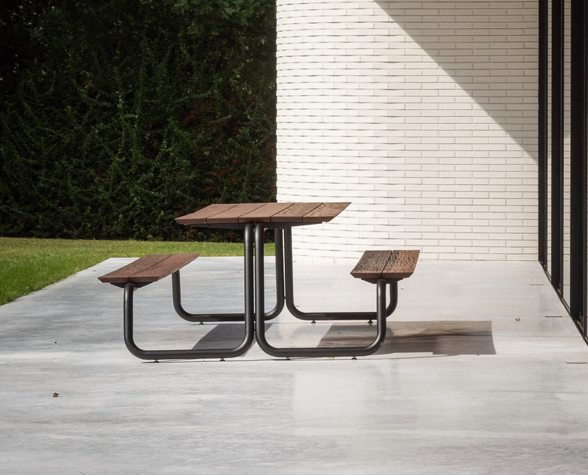 The Table Outdoor Picnic Table with Integrated Benches by Wünder | Casa Design Group