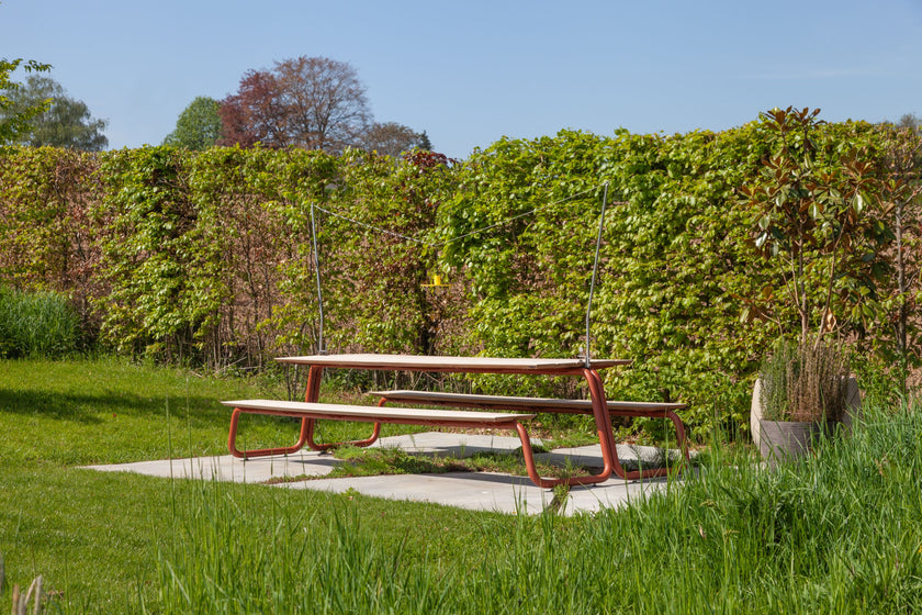 The Table Outdoor Picnic Table with Integrated Benches by Wünder | Casa Design Group