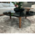 Tillow 110 floor sample coffee table by Porada with Canaletta walnut base and smoked glass top | Casa Design Group