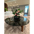 Tillow 110 floor sample coffee table by Porada with Canaletta walnut base and smoked glass top | Casa Design Group