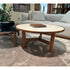 Tillow floor sample coffee table by Porada with Canaletta walnut base and Cuoietto leather top | Casa Design Group