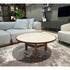Tillow floor sample coffee table by Porada with Canaletta walnut base and Cuoietto leather top | Casa Design Group