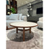Tillow floor sample coffee table by Porada with Canaletta walnut base and Cuoietto leather top | Casa Design Group