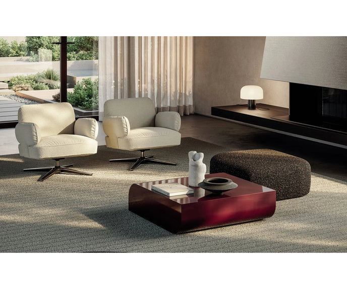 Frigerio Tom Pouf with sculptural design and premium upholstery for contemporary interiors Casa Design Group