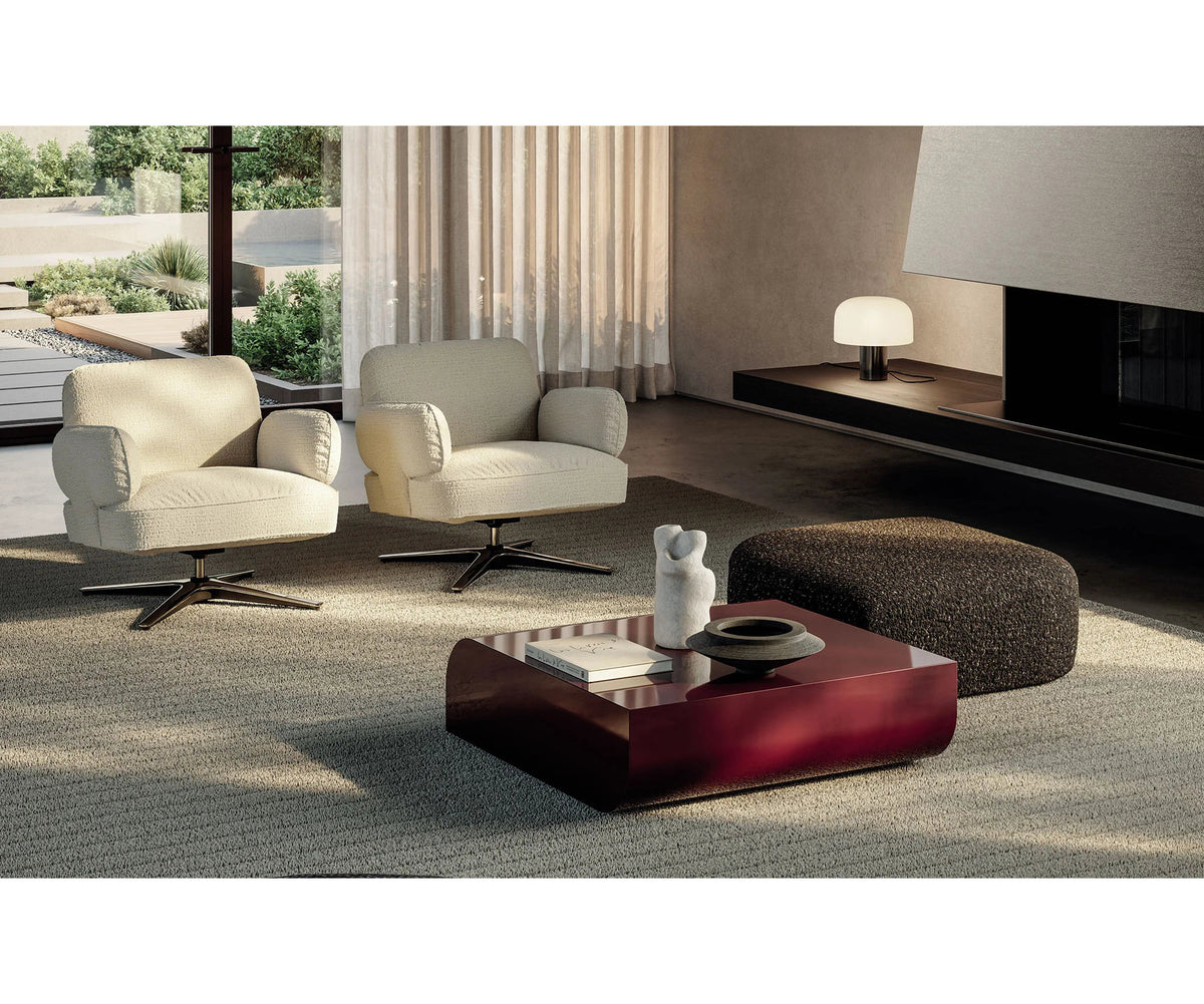 Frigerio Tom Pouf with sculptural design and premium upholstery for contemporary interiors Casa Design Group
