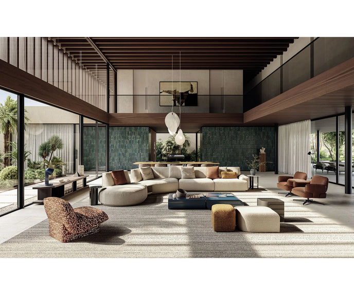 Frigerio Tom Pouf with sculptural design and premium upholstery for contemporary interiors Casa Design Group