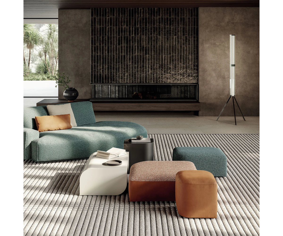 Frigerio Tom Pouf with sculptural design and premium upholstery for contemporary interiors Casa Design Group
