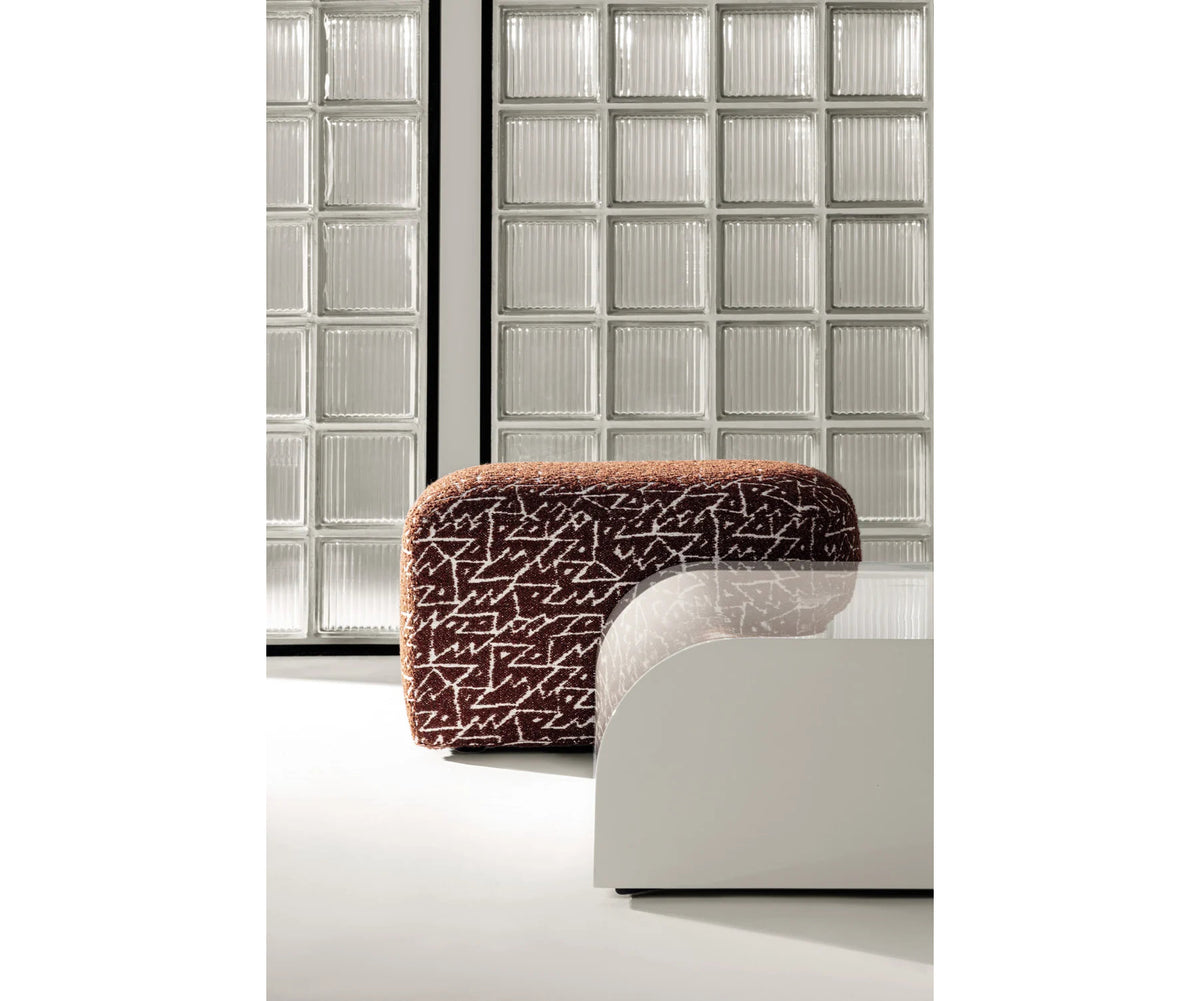 Frigerio Tom Pouf with sculptural design and premium upholstery for contemporary interiors Casa Design Group