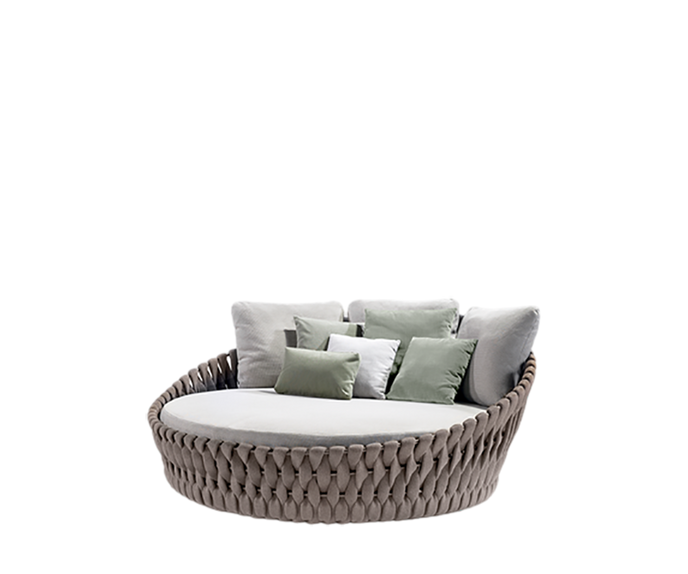 Elegant Tosca Outdoor Daybed by Tribù Featuring Rounded Forms and Plush Cushions | Casa Design Group
