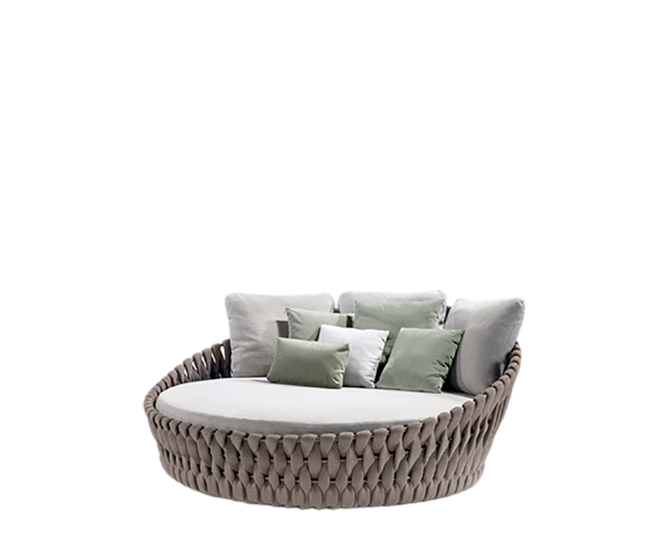 Elegant Tosca Outdoor Daybed by Tribù Featuring Rounded Forms and Plush Cushions | Casa Design Group