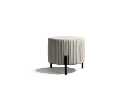 Toulouse D60 elegant upholstered pouf by Capital with rounded silhouette and metal base | Casa Design Group