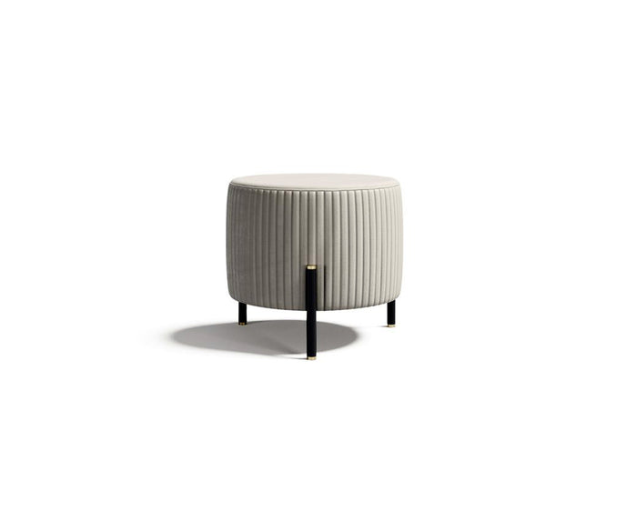 Toulouse D60 elegant upholstered pouf by Capital with rounded silhouette and metal base | Casa Design Group
