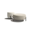 Toulouse D60 elegant upholstered pouf by Capital with rounded silhouette and metal base | Casa Design Group