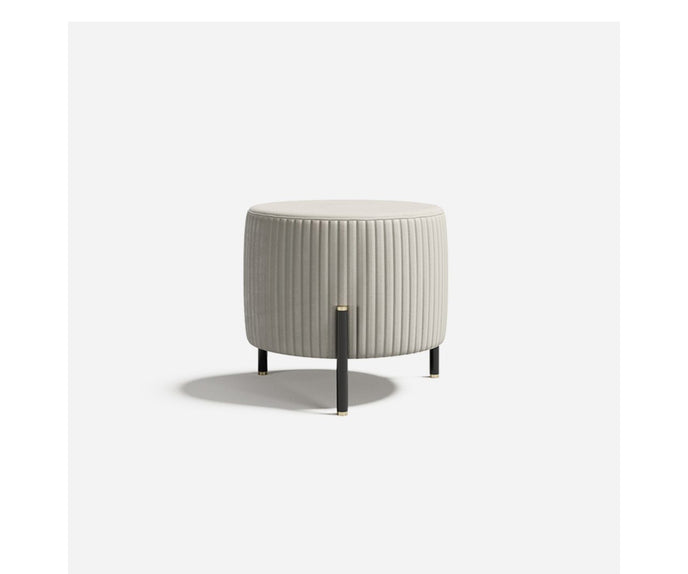 Toulouse D60 elegant upholstered pouf by Capital with rounded silhouette and metal base | Casa Design Group