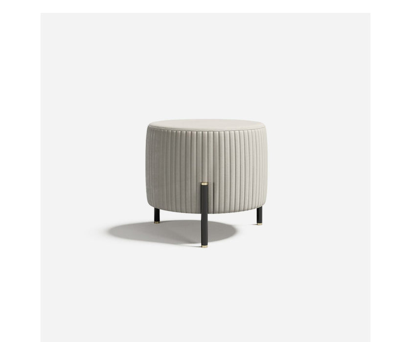 Toulouse D60 elegant upholstered pouf by Capital with rounded silhouette and metal base | Casa Design Group