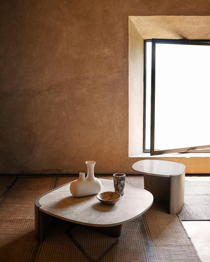 Trampolino C Table with Marble Top and Stained Ash Wood Base by Tacchini | Casa Design Group