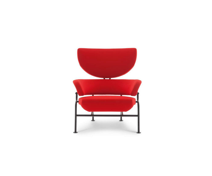 Tre Pezzi Lounge Chair by Cassina designed by Franco Albini with a sculptural upholstered wingback design.