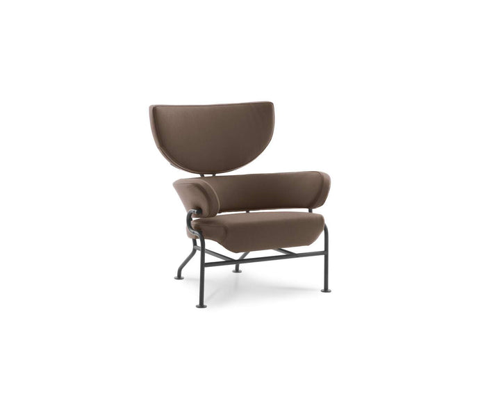 Tre Pezzi Lounge Chair by Cassina designed by Franco Albini with a sculptural upholstered wingback design.