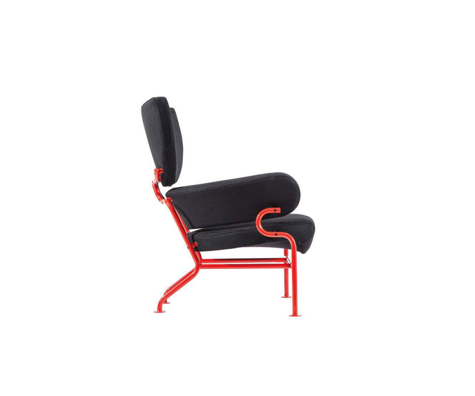 Tre Pezzi Lounge Chair by Cassina designed by Franco Albini with a sculptural upholstered wingback design.