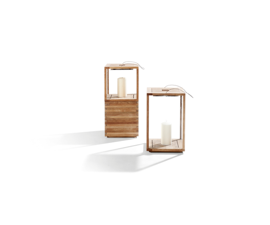 Teak and glass outdoor lanterns by Tribù Studio | Casa Design Group