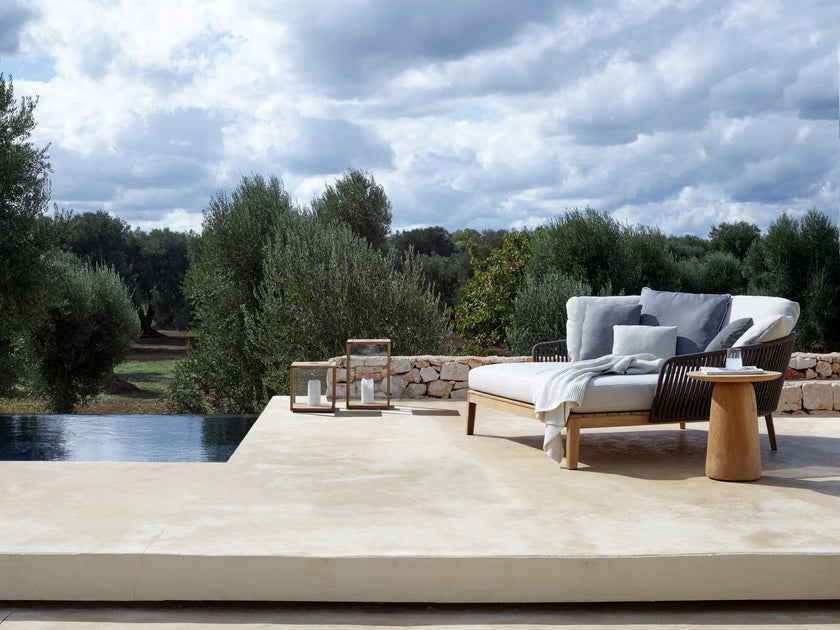 Teak and glass outdoor lanterns by Tribù Studio | Casa Design Group