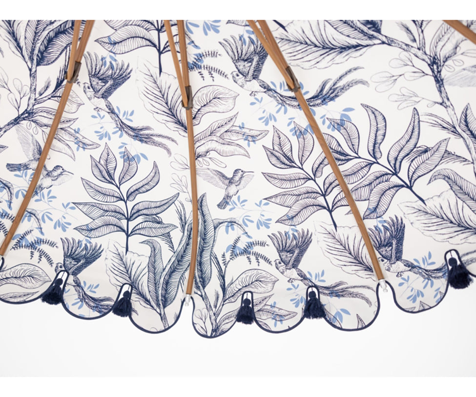 Elegant Tuuci M1 Voilare Umbrella with arched ribs and scallop valance Casa Design Group