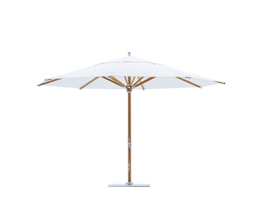 Marine-grade teak umbrella by Tuuci Ocean Master Max Nautical Teak Casa Design Group