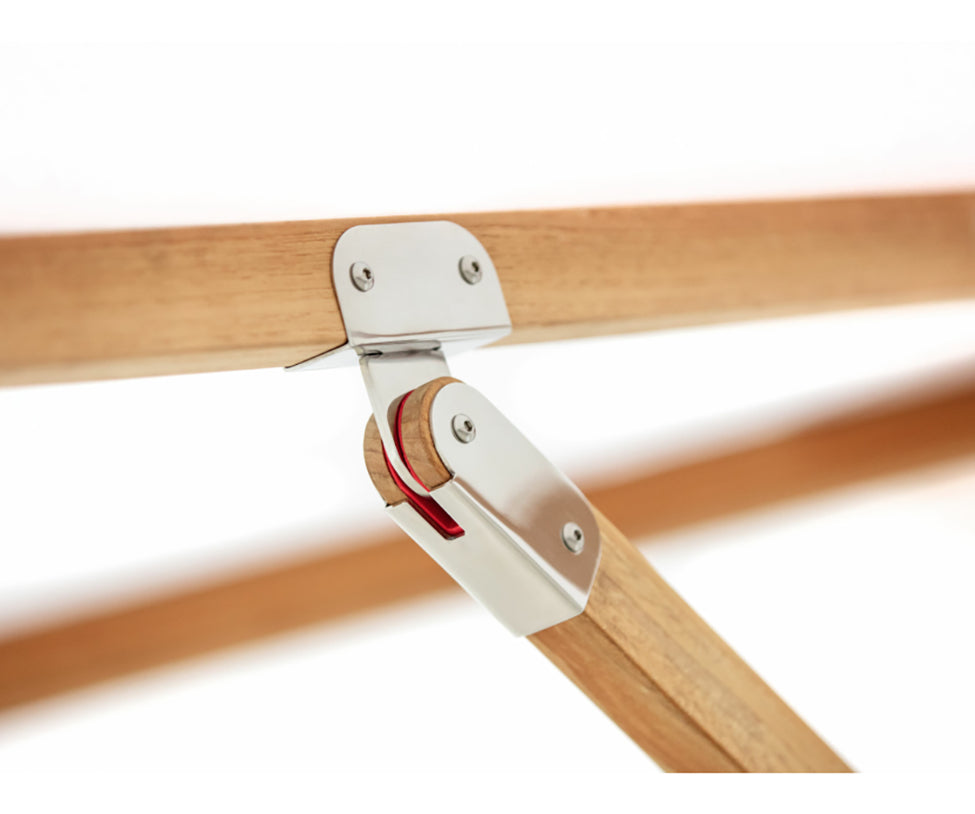 Marine-grade teak umbrella by Tuuci Ocean Master Max Nautical Teak Casa Design Group