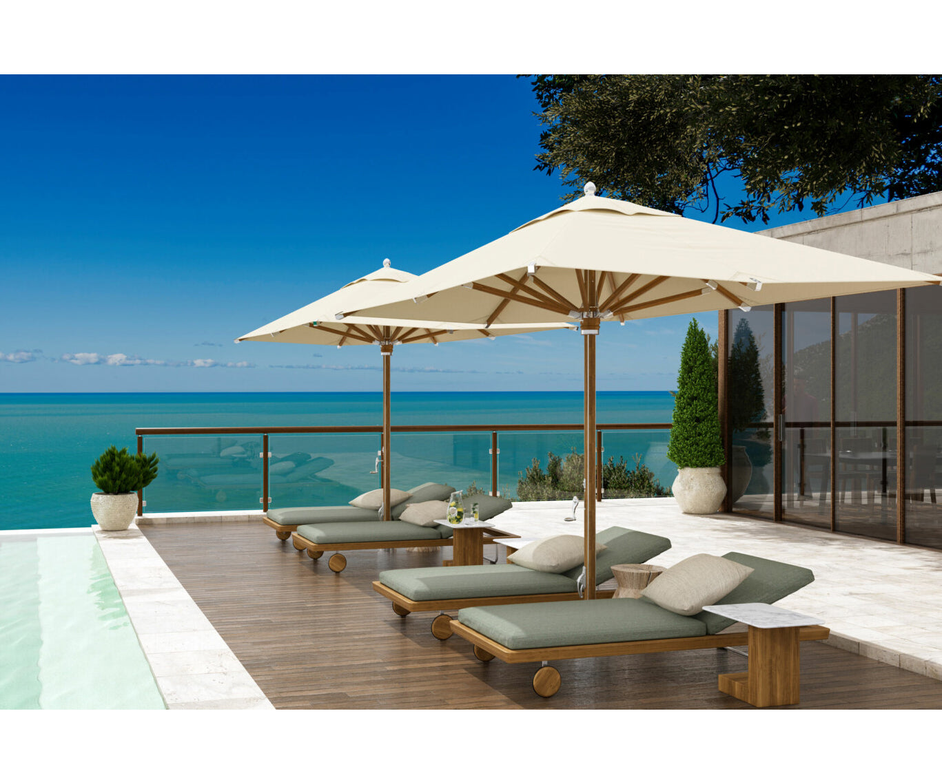 Tuuci Ocean Master Max Northstar Nautical Teak Umbrella luxury outdoor parasol Casa Design Group
