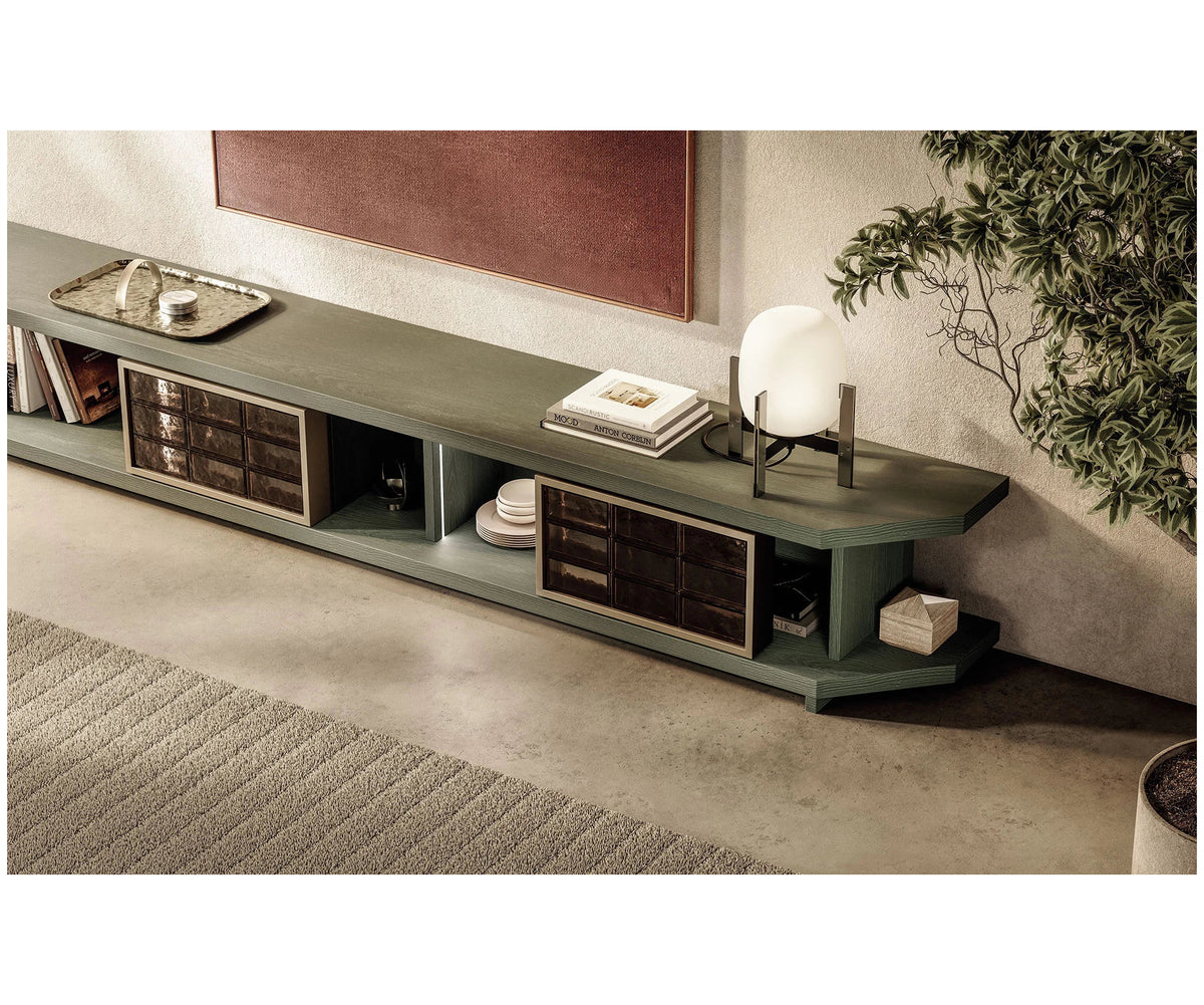 Frigerio Vetra Sideboard with ashwood frame and bronze glass details for contemporary luxury interiors Casa Design Group