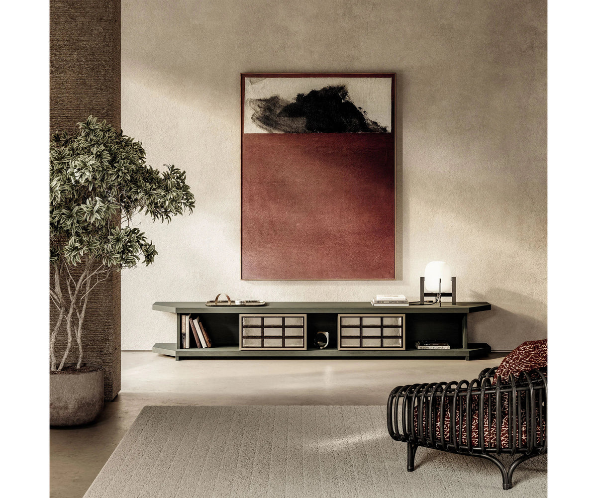 Frigerio Vetra Sideboard with ashwood frame and bronze glass details for contemporary luxury interiors Casa Design Group