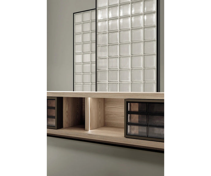 Frigerio Vetra Sideboard with ashwood frame and bronze glass details for contemporary luxury interiors Casa Design Group