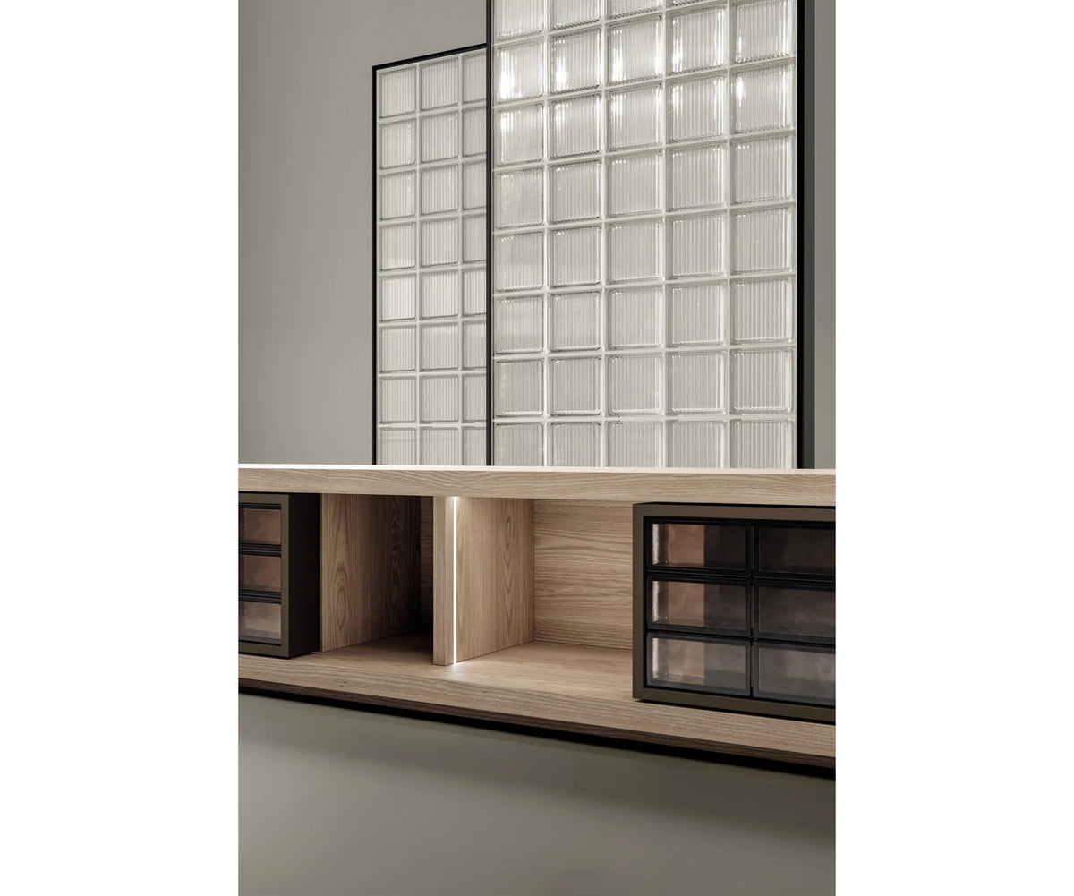 Frigerio Vetra Sideboard with ashwood frame and bronze glass details for contemporary luxury interiors Casa Design Group