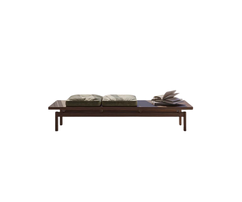 150 Feel Bench by Vibieffe with Canaletto Walnut Frame and Movable Cushions | Casa Design Group