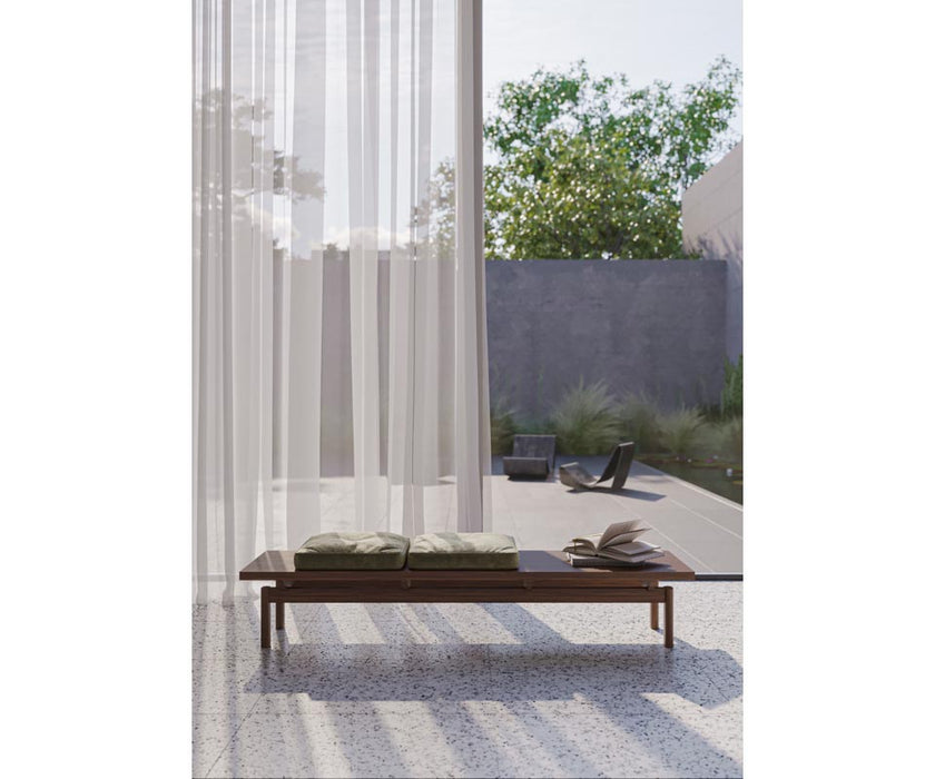 150 Feel Bench by Vibieffe with Canaletto Walnut Frame and Movable Cushions | Casa Design Group