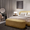 Vogue leather and marble vanity with round mirror by Rugiano | Casa Design Group