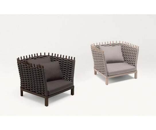 Wabi Outdoor Lounge Chair by Paola Lenti Natural Sassafras Wood Casa Design Group
