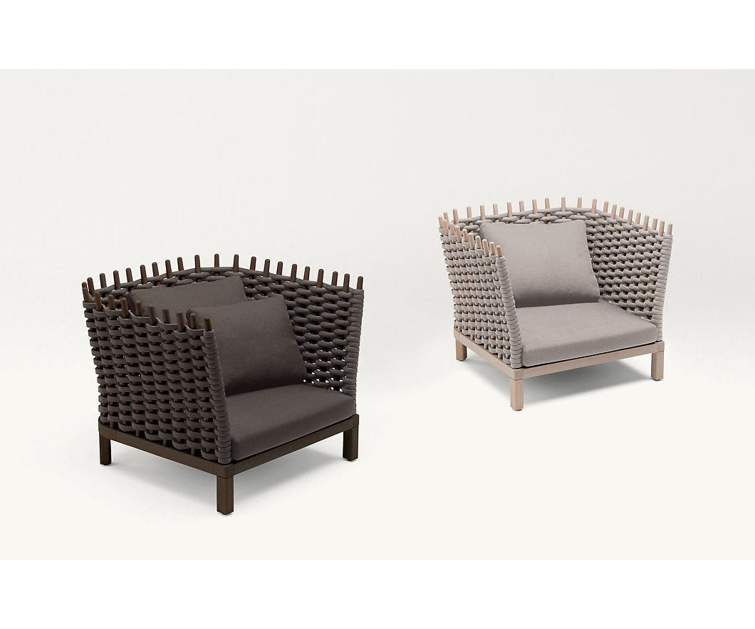 Wabi Outdoor Lounge Chair by Paola Lenti Natural Sassafras Wood Casa Design Group